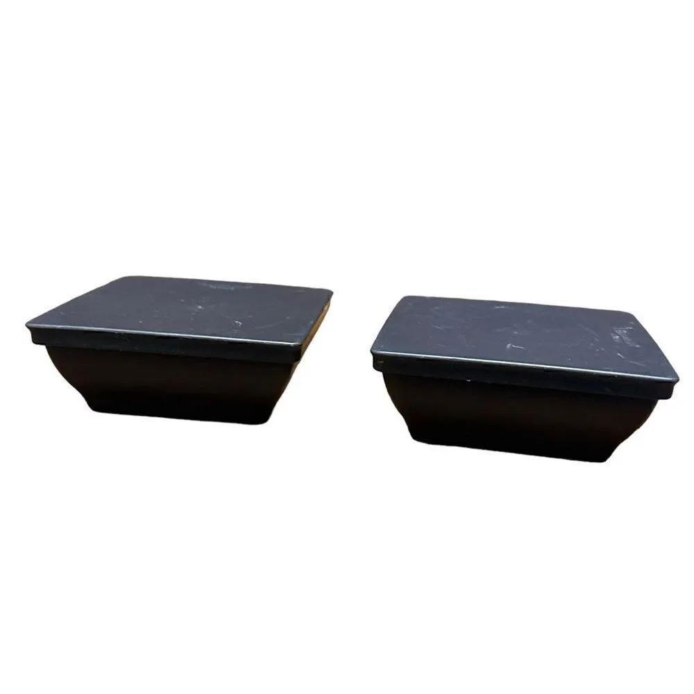 Pair of Tupperware Get together dark grey square containers with lids 200ml each